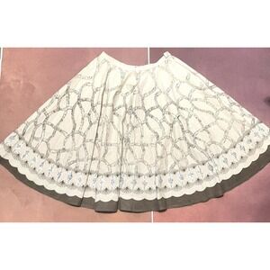 Hazel Anthropologie Sequined Beaded Cotton Midi Full Skirt Size L  Bohemian